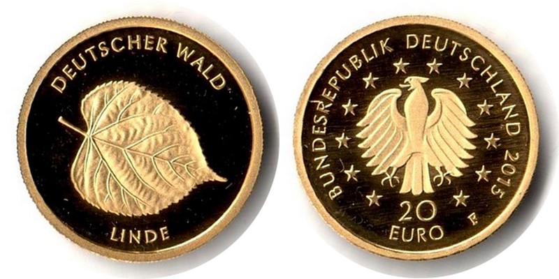 Deutschland MM-Frankfurt Feingewicht: 3,88g Gold 20 Euro Linde 2015 F stgl.
