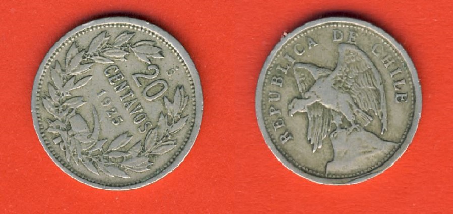  Chile 20 Centavos 1925   