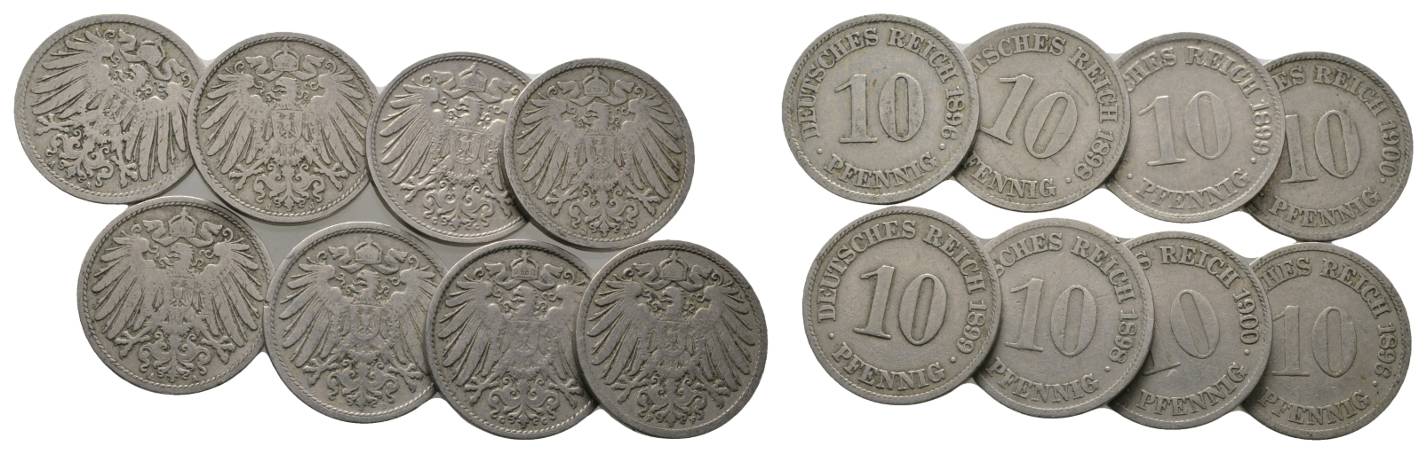  Kaiserreich, 10 Pfennig, 8 Stück   