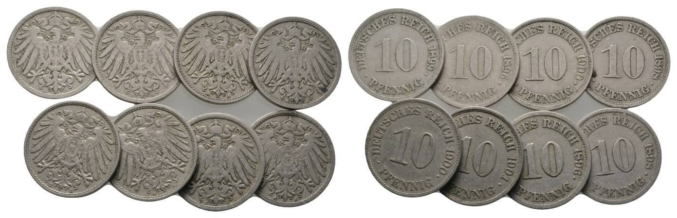  Kaiserreich, 10 Pfennig, 8 Stück   