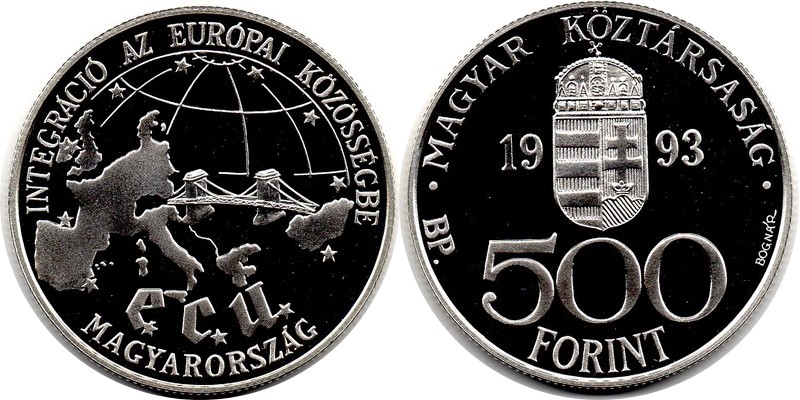  Ungarn  500 Forint  1993  FM-Frankfurt  Feingewicht: 29,10g  Silber   PP   