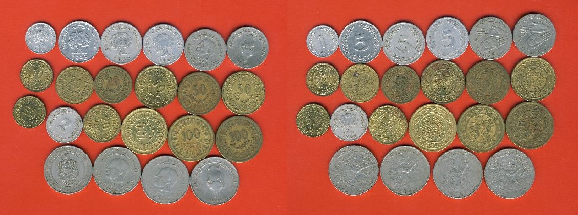  Tunesien Sammlung nur verschiedene mit FAO Münzen   