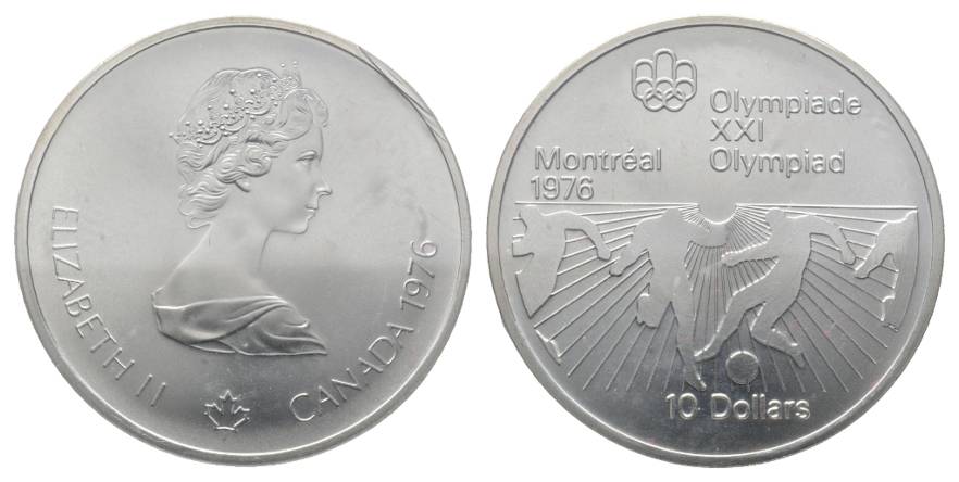  Canada, 10 Dollar 1976 Olympische Spiele, Ag 0,925; 48,6 g   