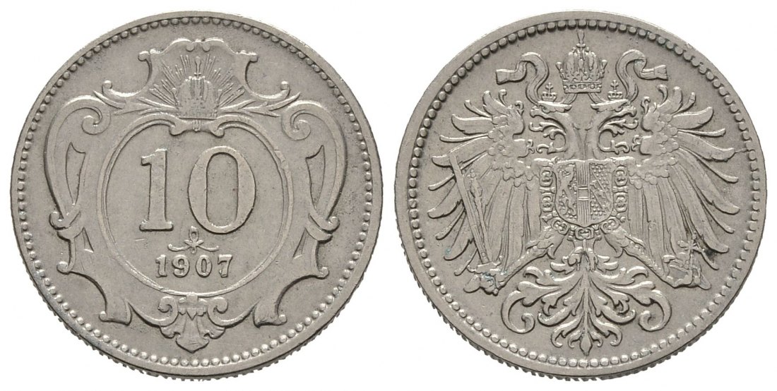 PEUS 8355 Habsburg - Ungarn Franz Joseph I. (1848 - 1916) 10 Heller 1907 Sehr schön / Vorzüglich