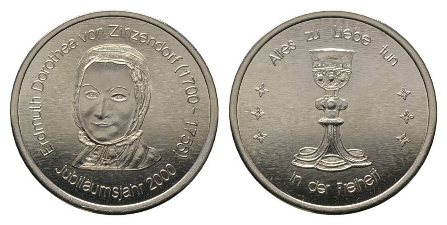  Erdmuth Dorothea von Zinzendorf, Medaille Cu/Ni, Jubiläumsjahr 2000, 12,37 g; Ø 30 mm   
