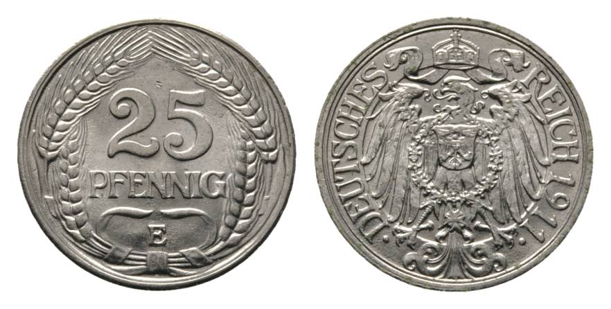  Deutsches Kaiserreich, 25 Pfennig 1911 E   