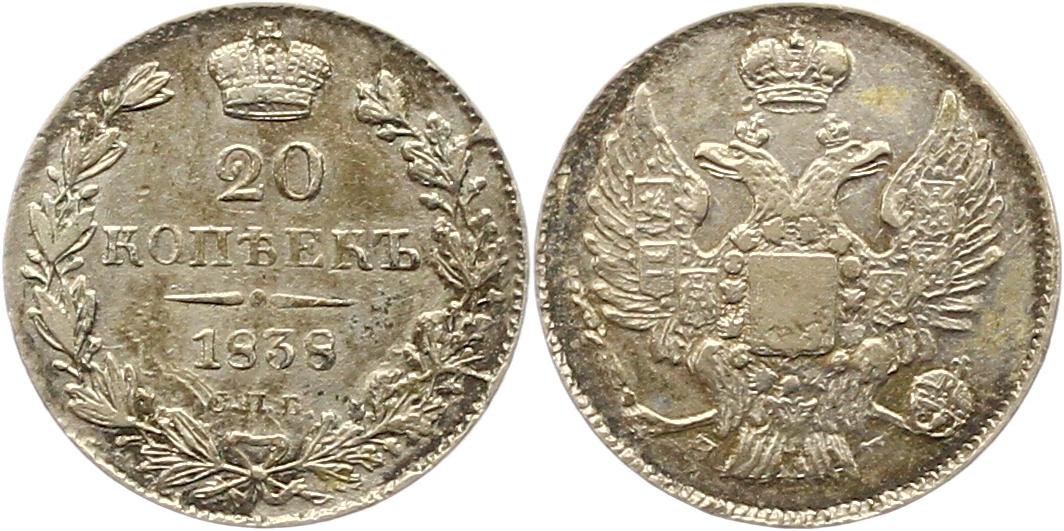  8250  Russland  20 Kopeken  1838   