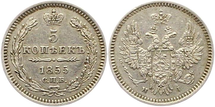  8272  Russland 5 Kopeken   1855   
