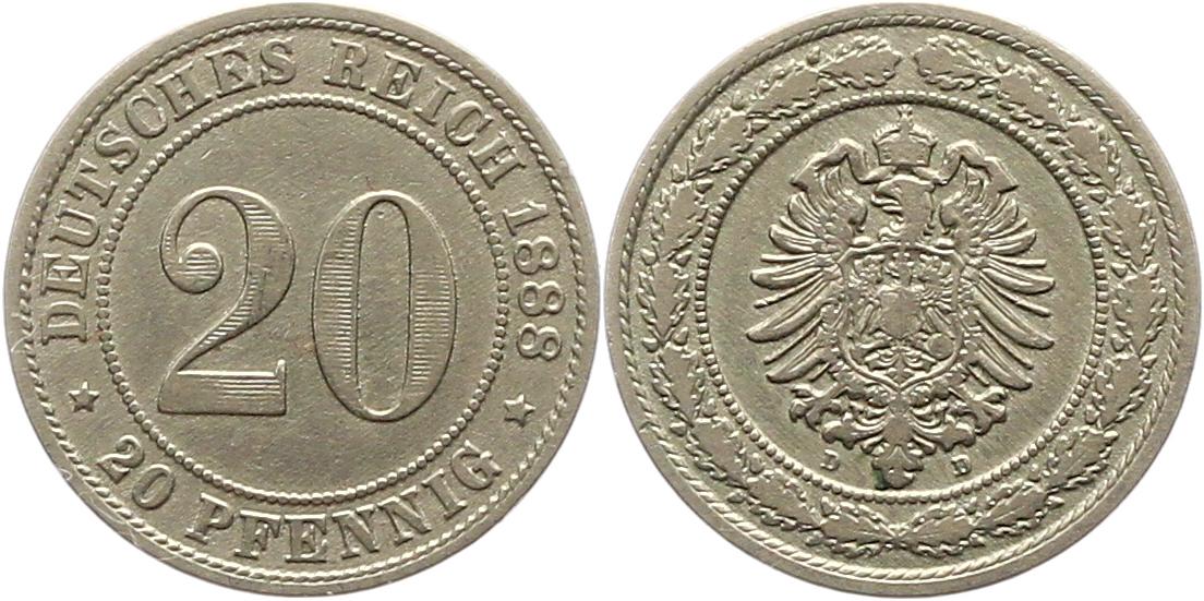  8310 Kaiserreich 20 Pfennig  1888 D   