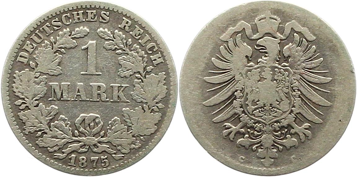  8330 Kaiserreich 1 Mark Silber 1875 C   