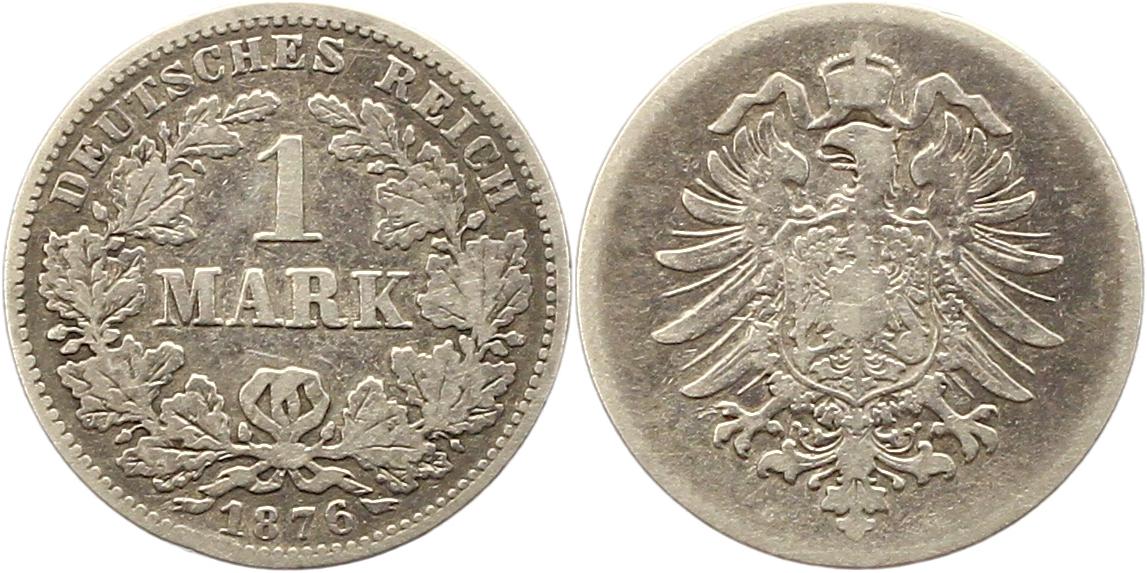  8338 Kaiserreich 1 Mark Silber 1876 G   