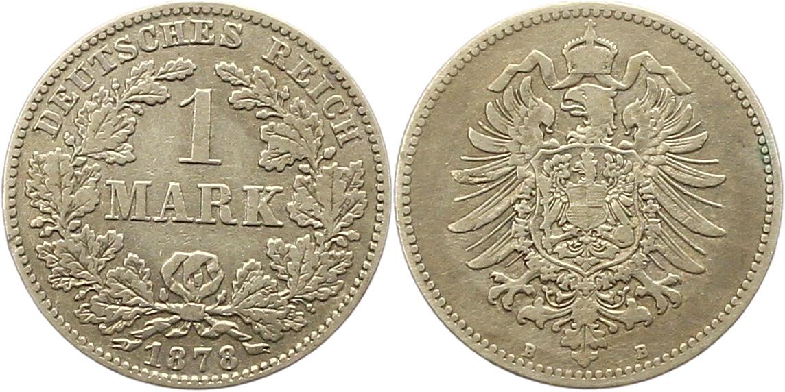  8344 Kaiserreich 1 Mark Silber 1878 B   
