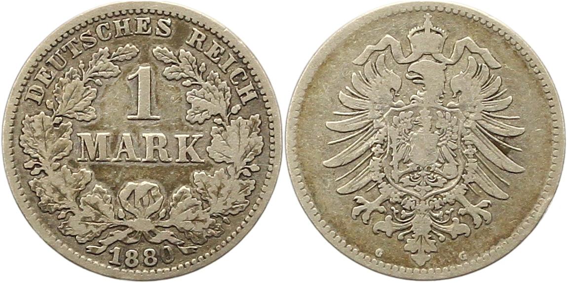  8351  Kaiserreich 1 Mark Silber 1880 G   