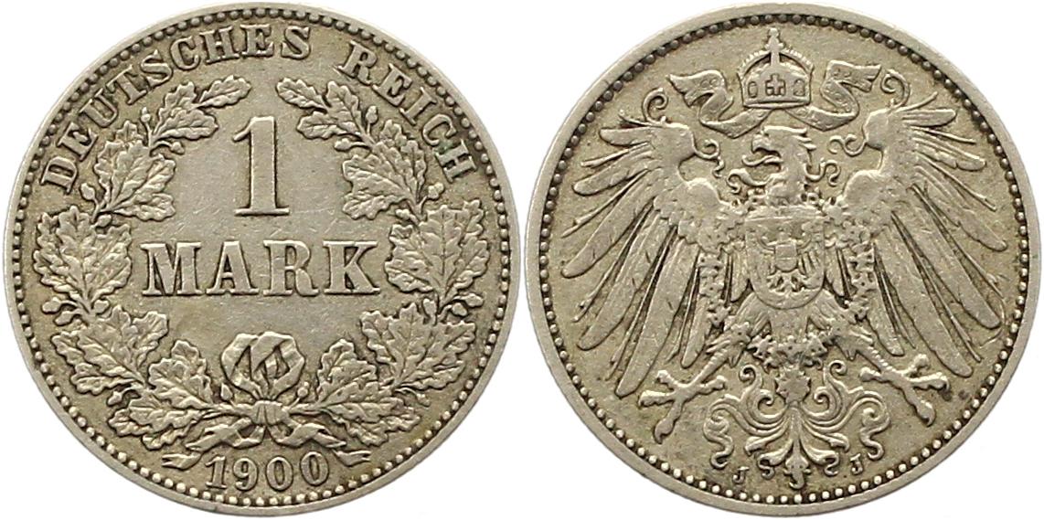  8362  Kaiserreich 1 Mark Silber 1900 J   