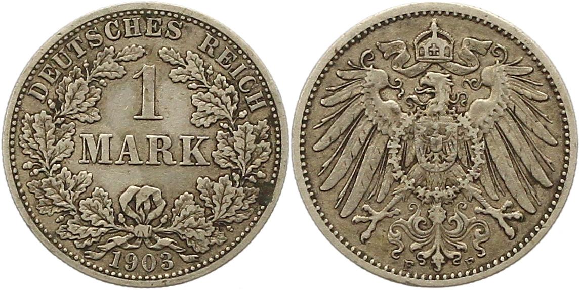  8363  Kaiserreich 1 Mark Silber 1903 F   