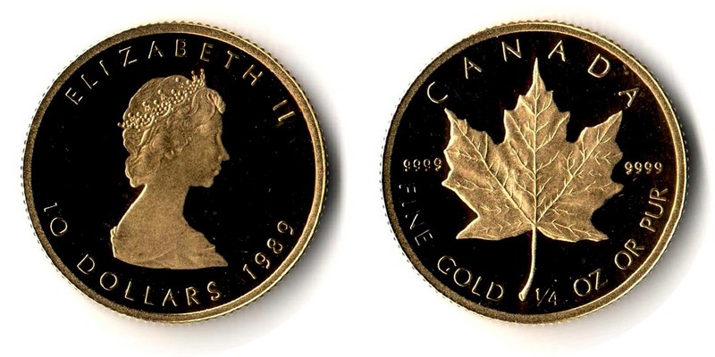Kanada MM-Frankfurt Feingewicht: 7,78g Gold 10 Dollar (Maple Leaf) 1989 pp