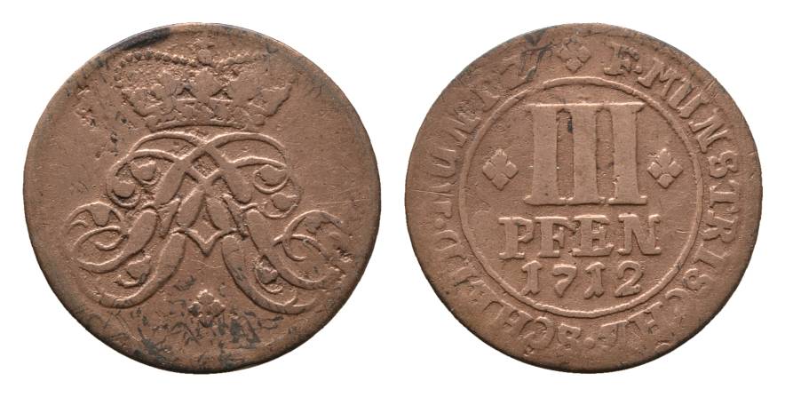  Münster, Cu 3 Pfennig 1712   