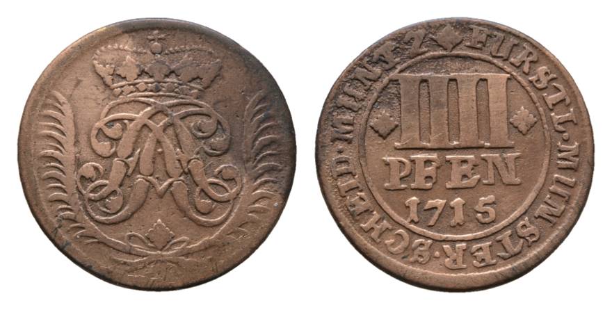  Münster, Cu 4 Pfennig 1715   