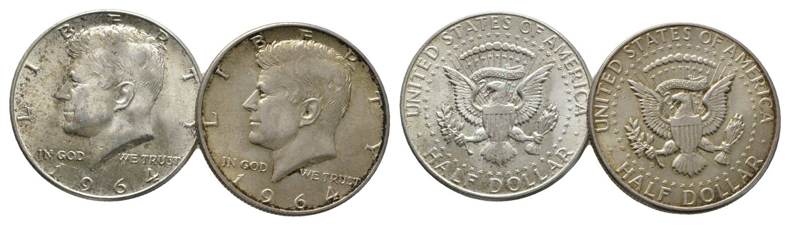 USA, 1/2 Dollar 1964 (2 Münzen)   