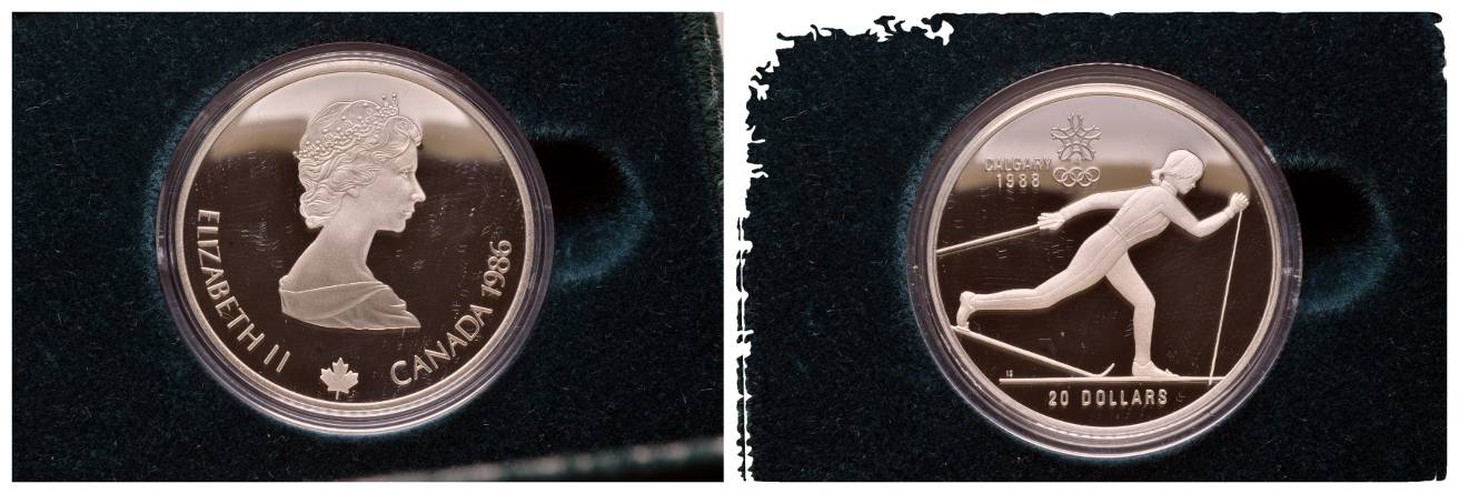  Canada, 20 Dollar 1988; 34,1 g, Ø 40 mm, 925 AG, PP, im Orig. Etui und Schachtel   