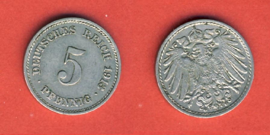  Kaiserreich 5 Pfennig 1913 G   