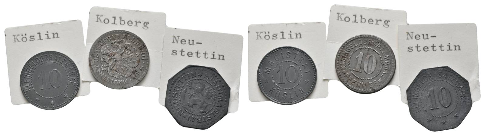  Pommern, Köslin/Kolberg/Neustettin, 3 Notmünzen   