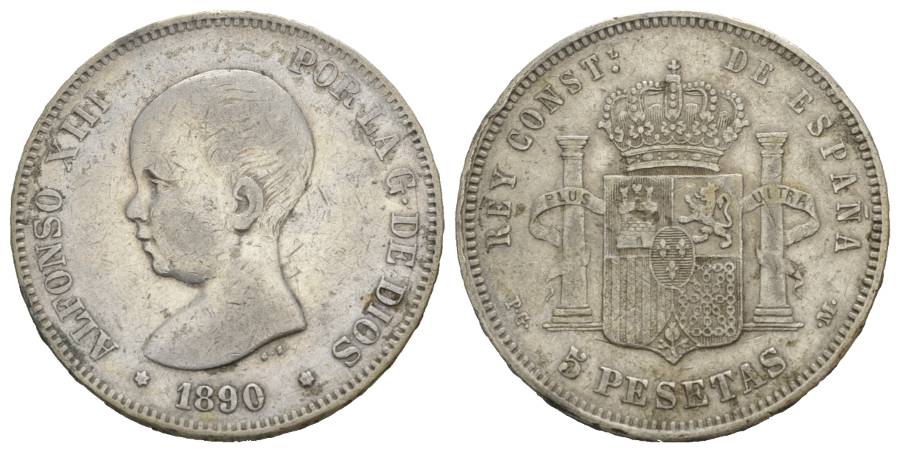  Spanien, 5 Pesetas, 1890   