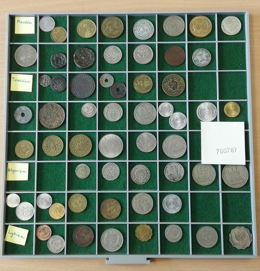  Nordafrika, 59 Kleinmünzen, ohne Tablett(Originalbilder per Email können angefordert werden!)   