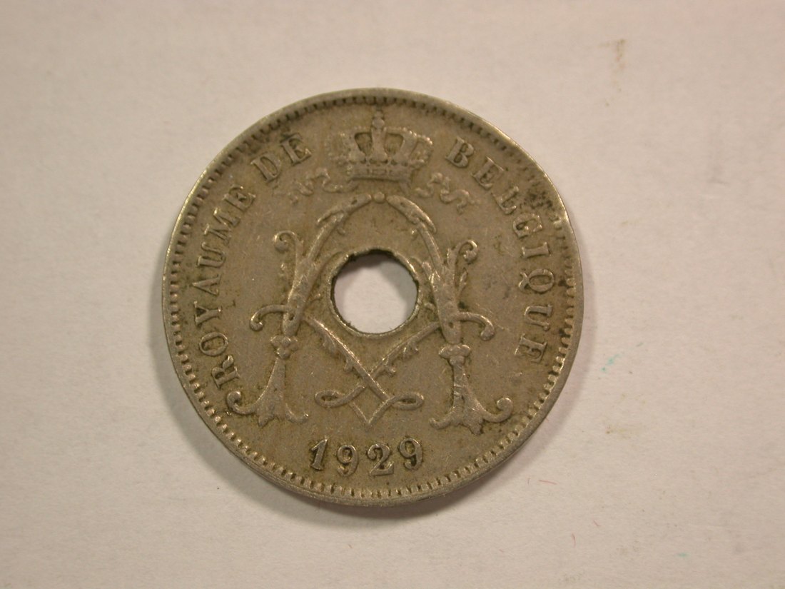  B47 Belgien 10 Centimes 1929 in ss, Druckstellen  Originalbilder   