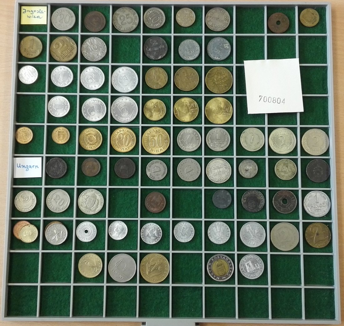  Jugoslawien/Ungarn, 71 Kleinmünzen, o. Tablett (Originalbilder per Email können angefordert werden!)   