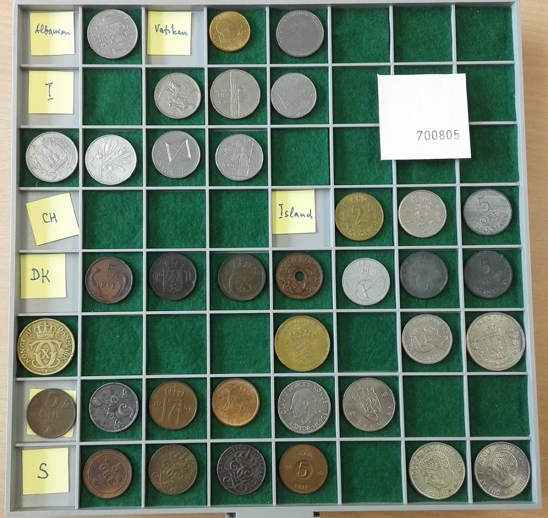  Europa, 36 Kleinmünzen, o. Tablett (Originalbilder per Email können angefordert werden!)   