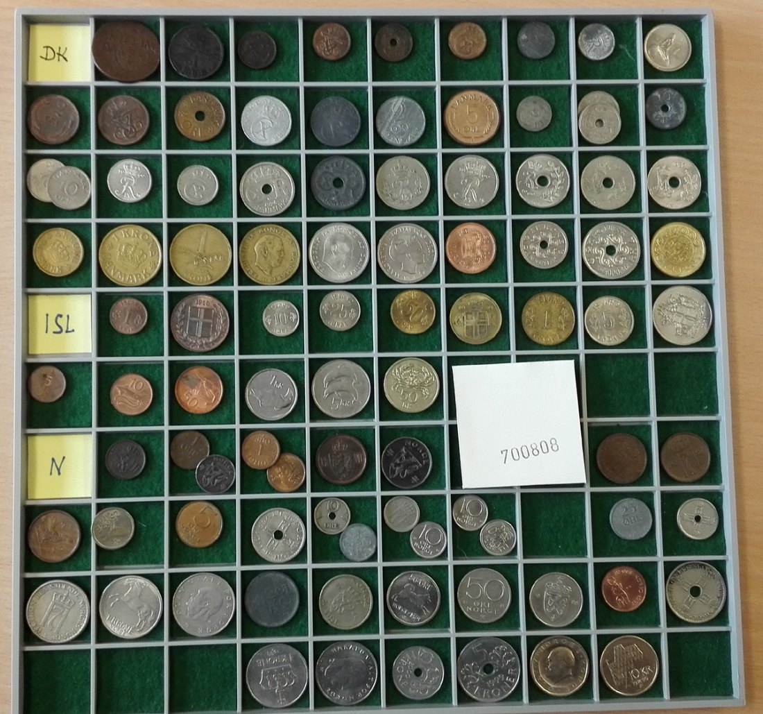  Skandinavien, 93 Kleinmünzen, ohne Tablett (Originalbilder per Email können angefordert werden!)   