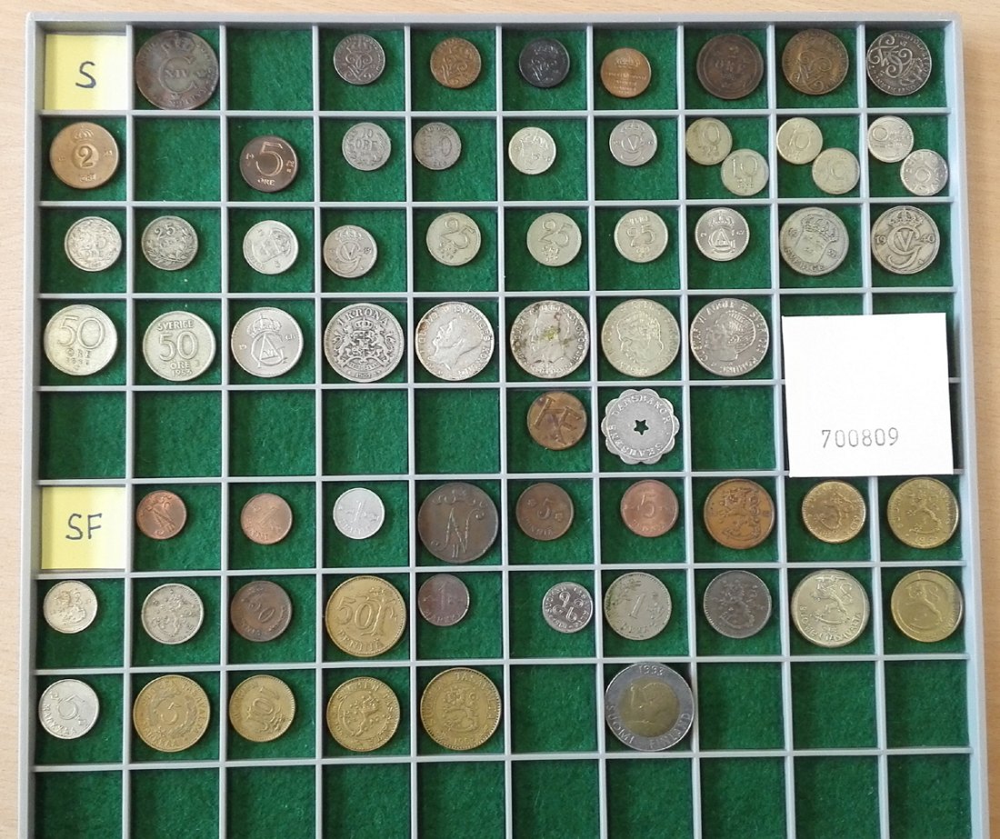  Skandinavien, 65 Kleinmünzen, ohne Tablett (Originalbilder per Email können angefordert werden!)   