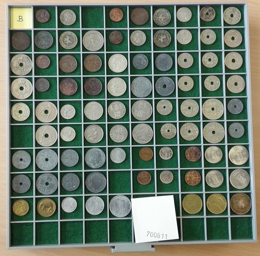 Belgien, 84 Kleinmünzen, ohne Tablett (Originalbilder per Email können angefordert werden!)   