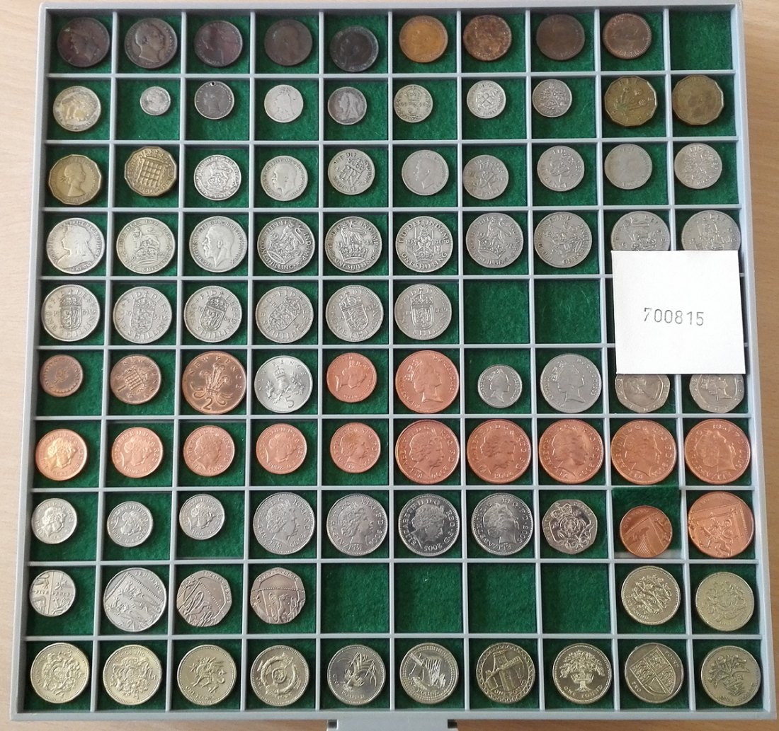  Großbritannien, 91 Kleinmünzen, ohne Tablett (Originalbilder per Email können angefordert werden!)   