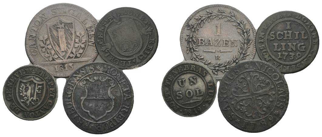  Schweiz, 4 Kleinmünzen   