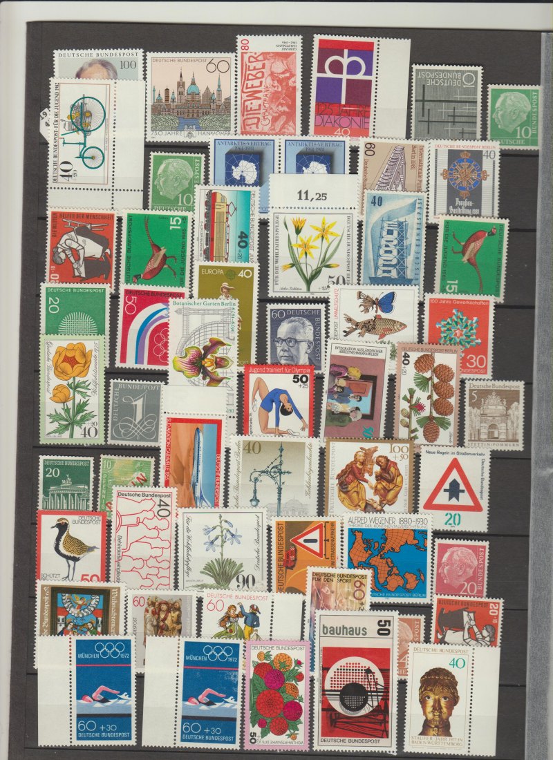  Bundesrepublik-Berlin Briefmarken mit Gummi jedoch 2 te Wahl, Anhaftungen, Falz,etc   