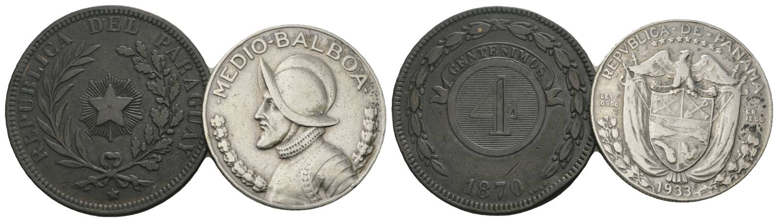  Ausland, 2 Kleinmünzen 1870/1933   