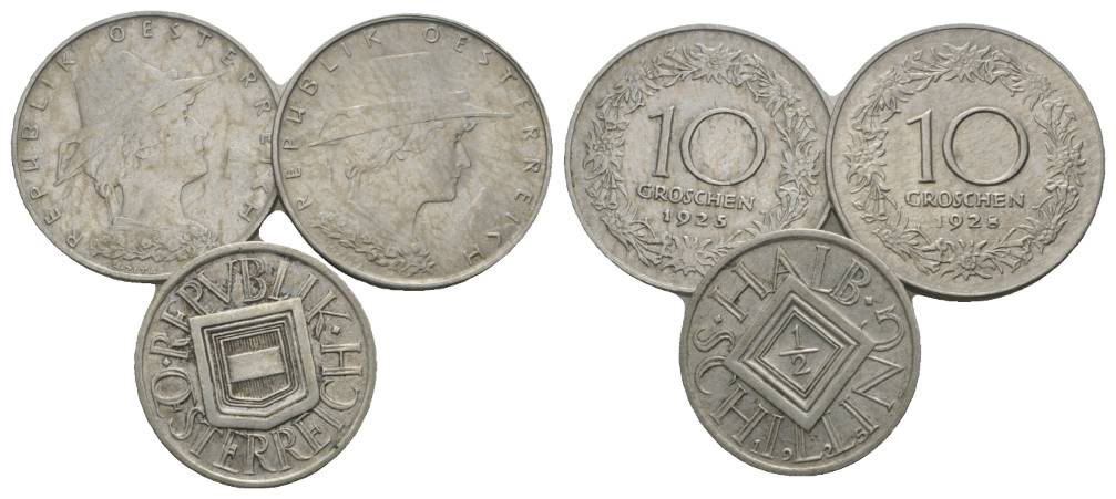  Österreich, 3 Kleinmünzen   