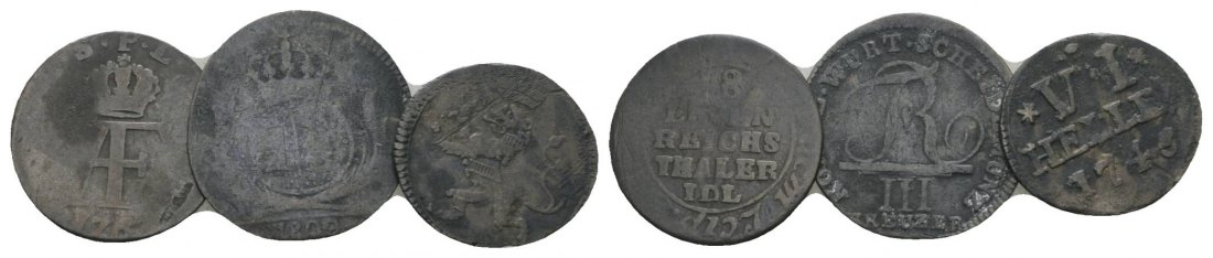  Altdeutschland, 3 Kleinmünzen   