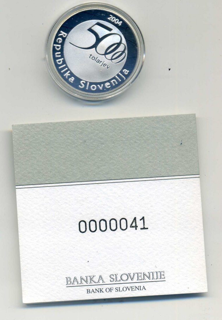  5000 Tolar 2004 Jurji Vega in OVP Etui + Zertifikat sehr selten nur 1.500 Stück   