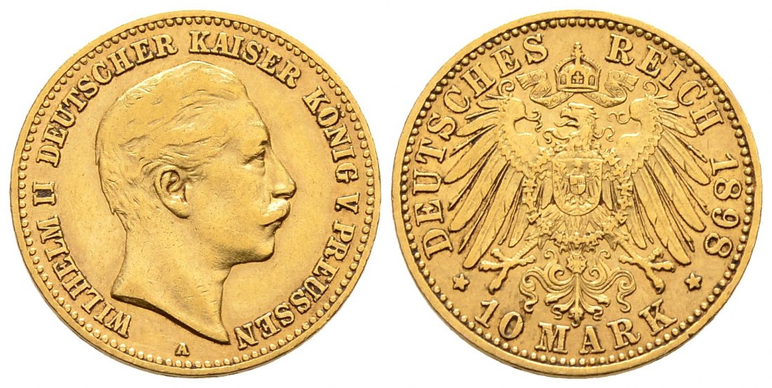 PEUS 8401 Kaiserreich - Preußen 3,58 g Feingold. Wilhelm II. (1888 - 1918) 10 Mark GOLD 1898 A Sehr schön