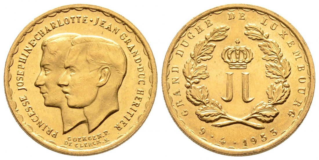PEUS 8403 Luxemburg 5,81 g Feingold 20 Francs GOLD 1953 Fast vorzüglich