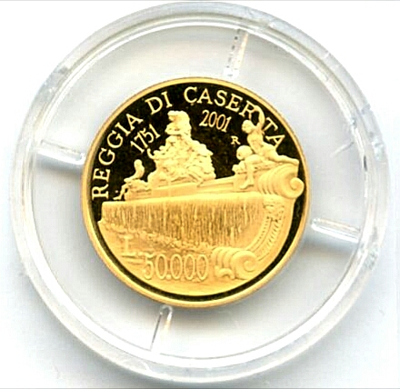 Italien 50000 lira 2001 7,5g Au900