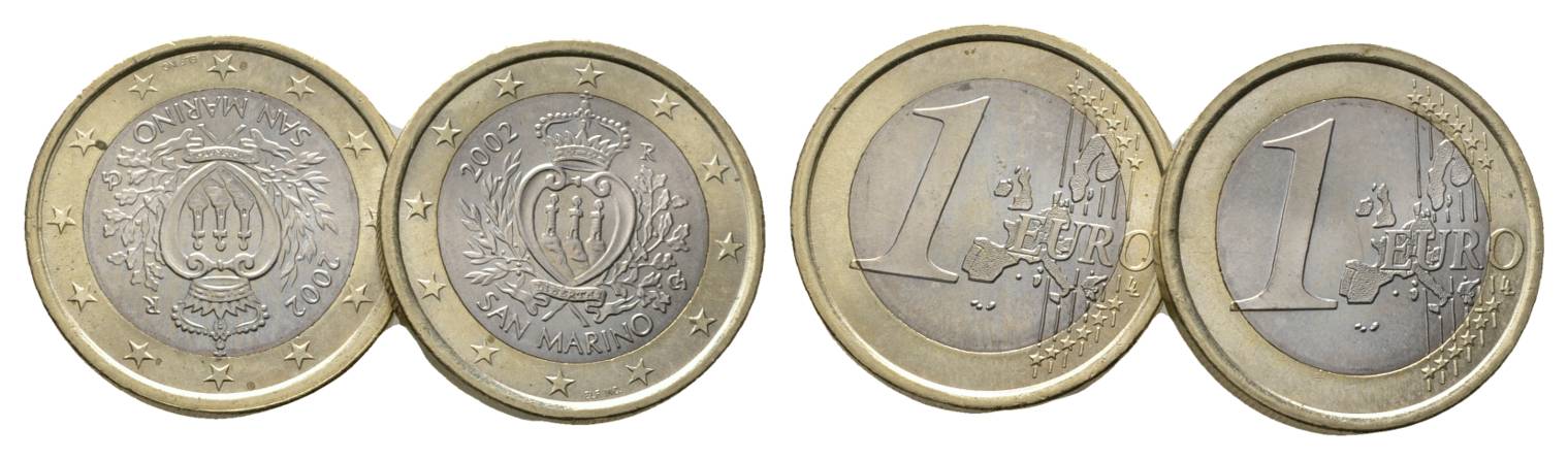  San Marino, 1 Euro 2002 (2 Münzen)   