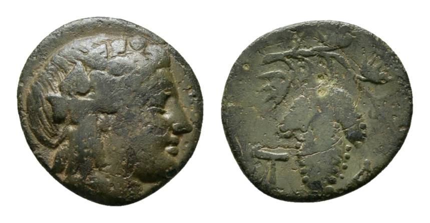  Antike, Temnos; Bronzemünze 2,67 g   