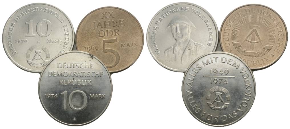  DDR, 3 Münzen   