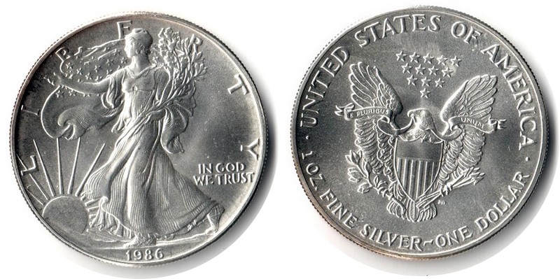  USA  1 Dollar (American Eagle) 1986 FM-Frankfurt Feingewicht: 31,1g Silber   vorzüglich   