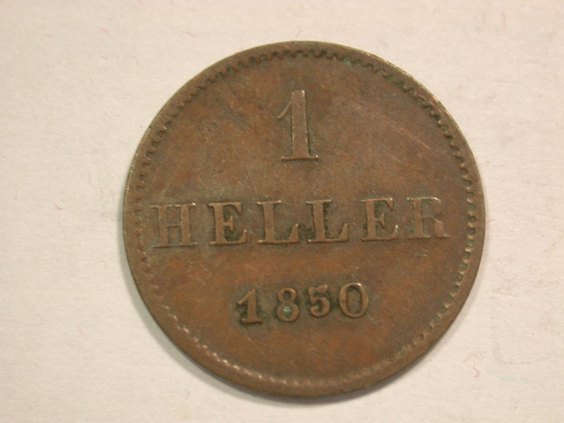  B19 Frankfurt/Main  1 Heller 1850 in ss Originalbilder   