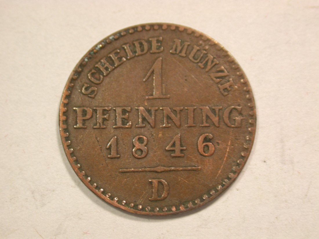  B19 Preussen  1 Pfennig  1846 D in f.ss Originalbilder   